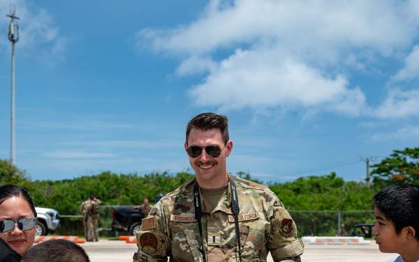 3rd Air Expeditionary Wing team welcomes community members  to a “Pet the Jet” day in Saipan