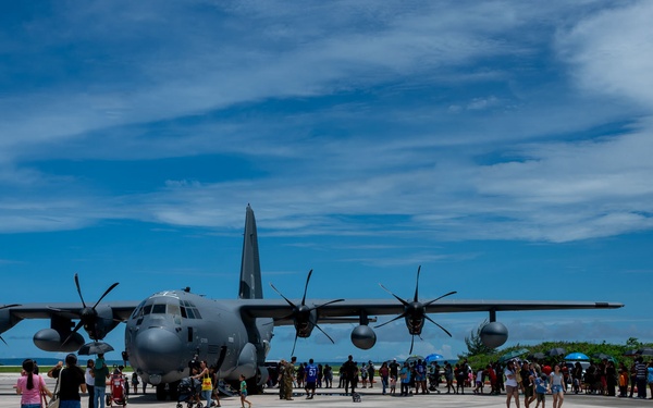 3rd Air Expeditionary Wing team welcomes community members  to a “Pet the Jet” day in Saipan