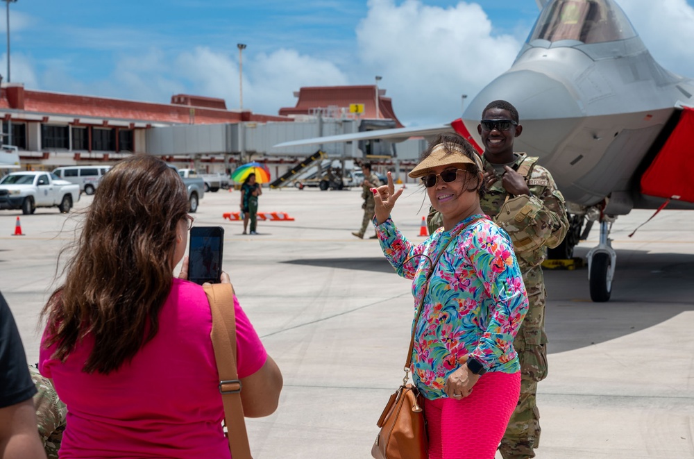 3rd Air Expeditionary Wing team welcomes community members  to a “Pet the Jet” day in Saipan