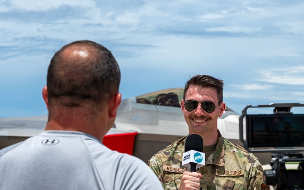 3rd Air Expeditionary Wing team welcomes community members  to a “Pet the Jet” day in Saipan