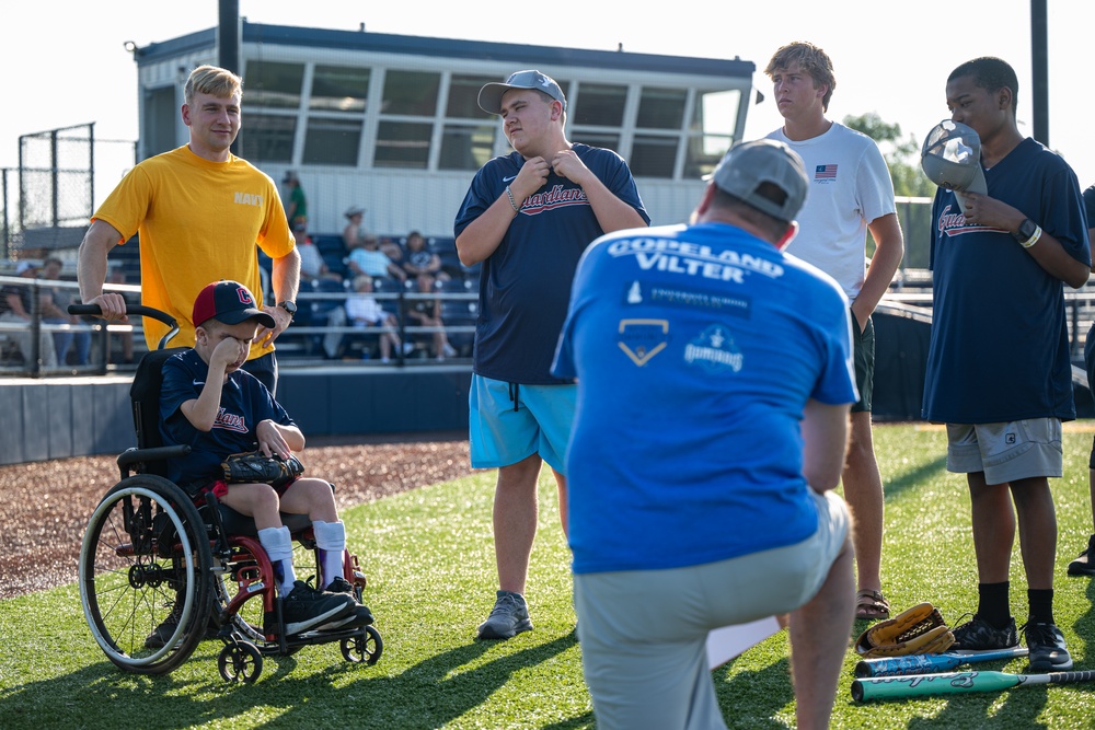 Sailors play baseball with local children during Navy Week Milwaukee 2025