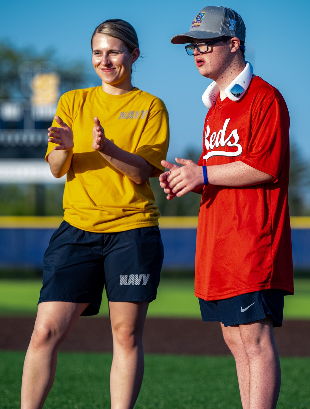 Sailors play baseball with local children during Navy Week Milwaukee 2025