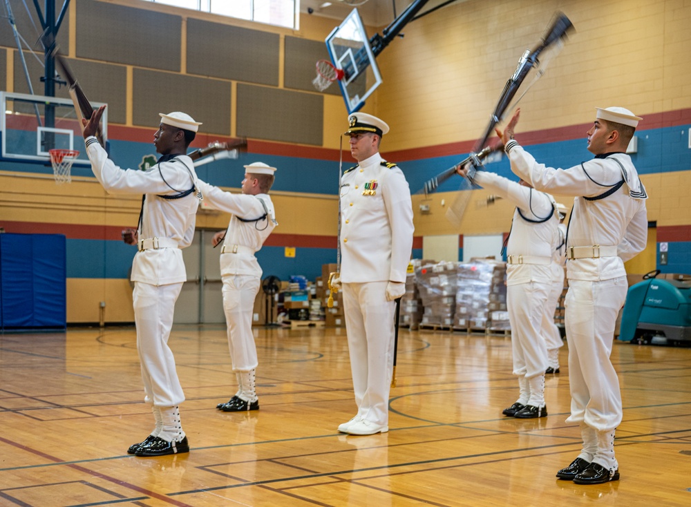 Navy Ceremonial Honor Guard performs at Journey House, Inc. during Navy Week Milwaukee 2025