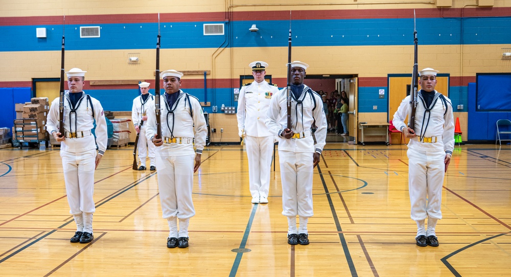 Navy Ceremonial Honor Guard performs at Journey House, Inc. during Navy Week Milwaukee 2025