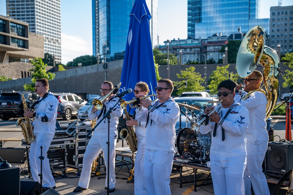 Navy Band Great Lakes performs at War Memorial Beer Garden during Milwaukee Navy Week
