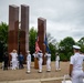 Sailors participate in a ceremony at the Milwaukee Vietnam Veterans Memorial during Navy Week Milwaukee 2025