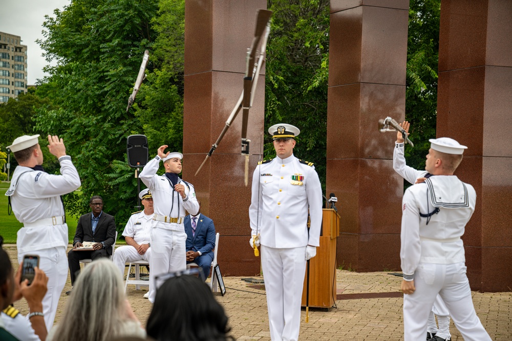 Sailors Participate in a Ceremony at Veterans Park during Milwaukee Navy Week