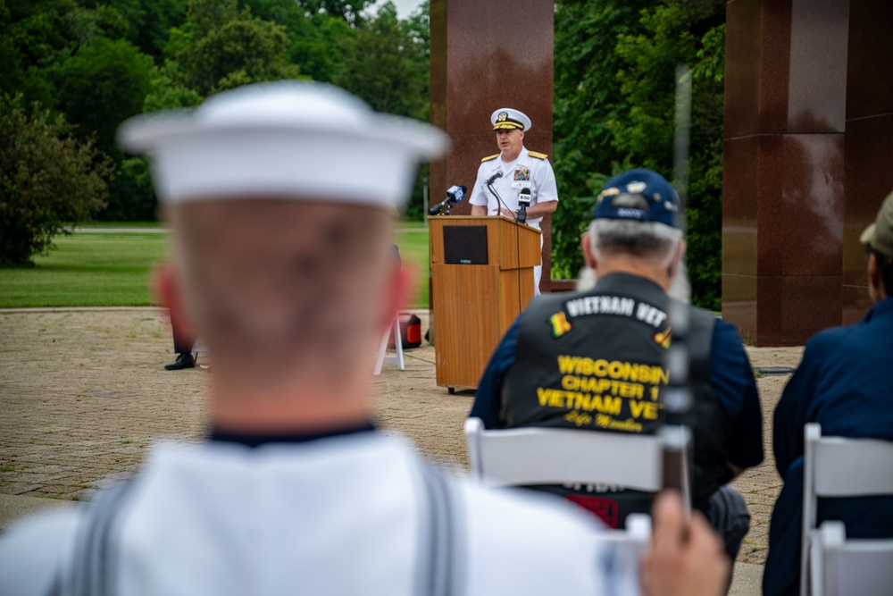 Sailors Participate in a Ceremony at Veterans Park during Milwaukee Navy Week