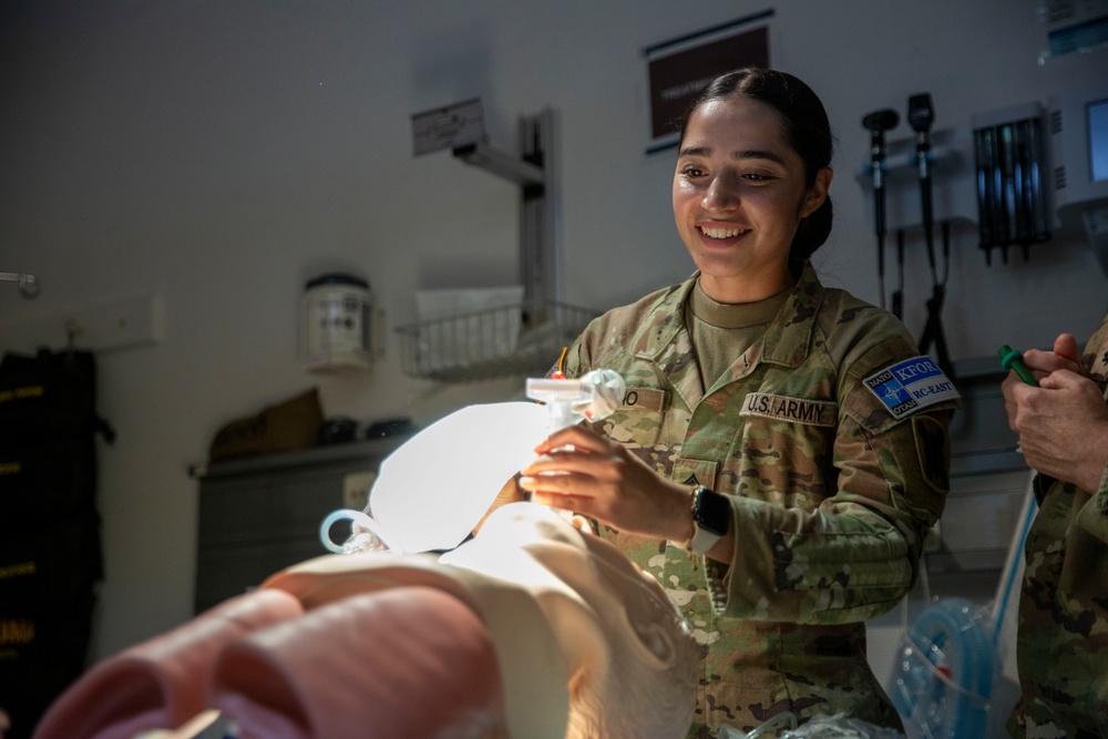 KFOR practice airway management at Camp Bondsteel, Kosovo