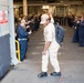 USS Tripoli Command Master Chief Piped Ashore