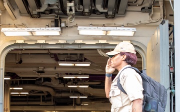 USS Tripoli Command Master Chief Piped Ashore