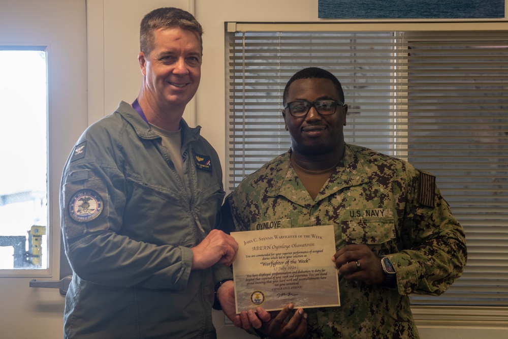 USS John C. Stennis (CVN 74) Awards Warfighter of the Week