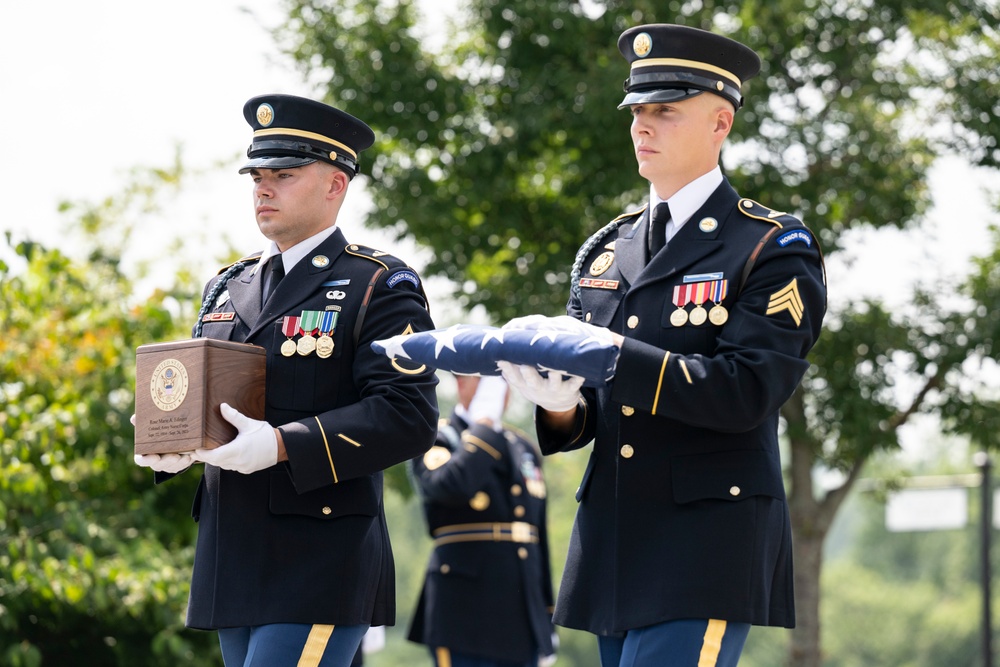 Military Funeral Honors with Escort are Conducted for U.S. Army Retired Col. Rose Marie Edinger in Section 75