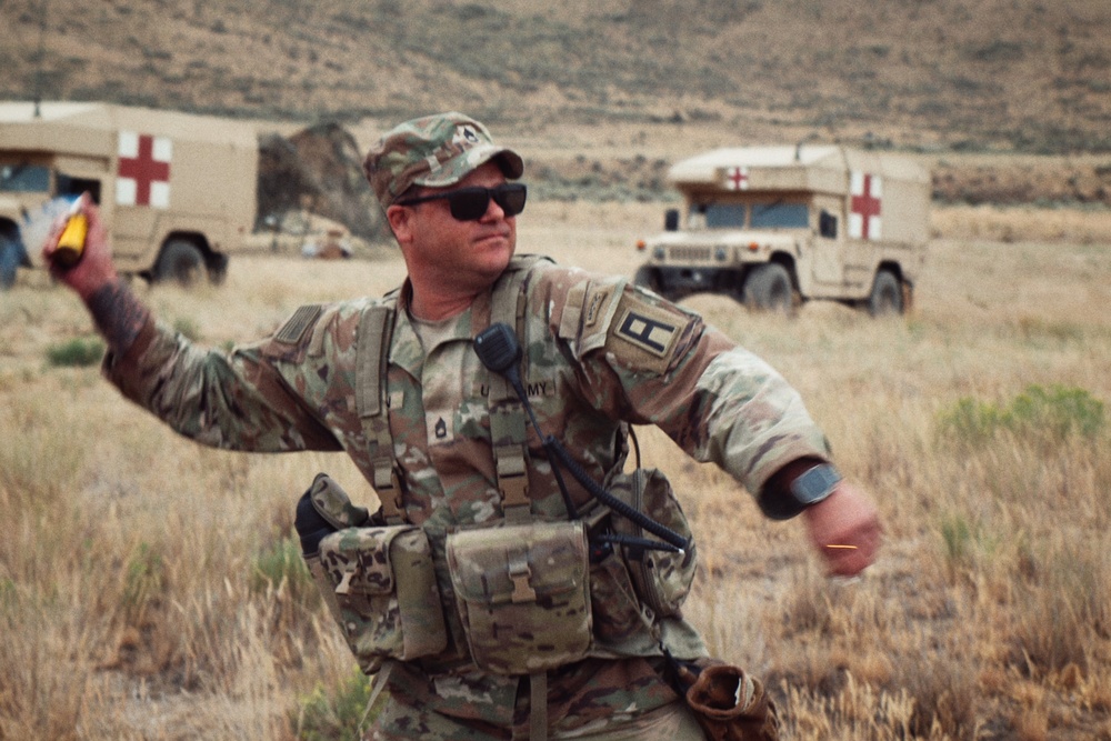 181st Brigade Support Battalion medics train for mass casualty during Raven Focus
