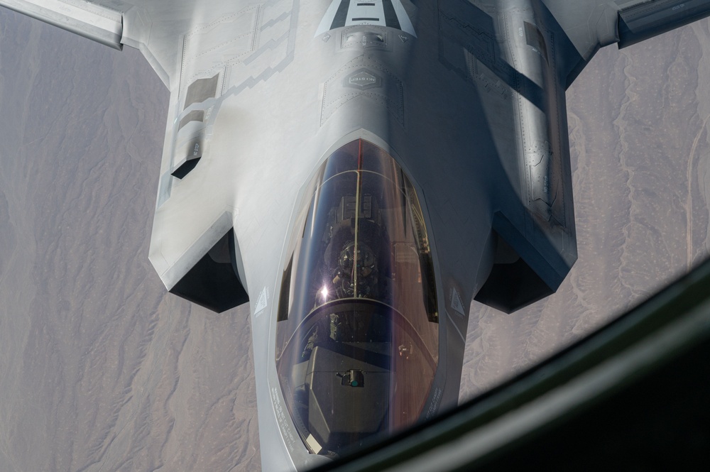 KC-135 Stratotanker refueling in action during Red Flag Nellis 25-3