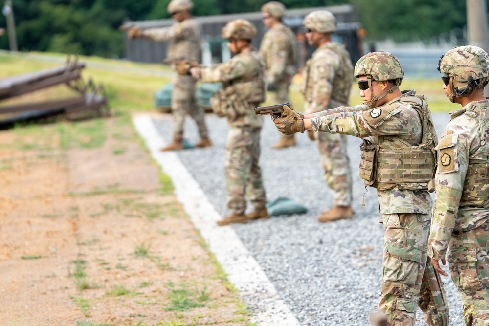 M17 Qualification Day!  Early this morning, the MSC-K Headquarters team, alongside the 498th CSSB Headquarters, successfully qualified on the M17 pistol.