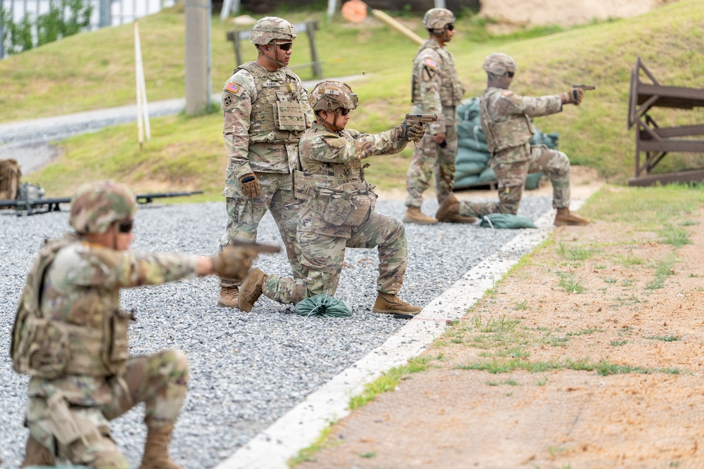 M17 Qualification Day!  Early this morning, the MSC-K Headquarters team, alongside the 498th CSSB Headquarters, successfully qualified on the M17 pistol.
