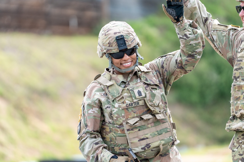 M17 Qualification Day!  Early this morning, the MSC-K Headquarters team, alongside the 498th CSSB Headquarters, successfully qualified on the M17 pistol.