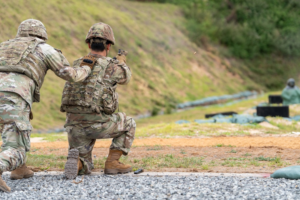 M17 Qualification Day!  Early this morning, the MSC-K Headquarters team, alongside the 498th CSSB Headquarters, successfully qualified on the M17 pistol.