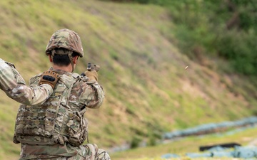 M17 Qualification Day!  Early this morning, the MSC-K Headquarters team, alongside the 498th CSSB Headquarters, successfully qualified on the M17 pistol.