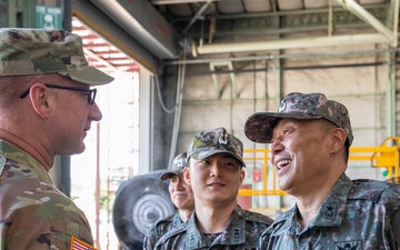 The U.S. Army Materiel Support Command–Korea (MSC-K) welcomes Brig. Gen. Seo, Dong Seol, Republic of Korea (ROK) Joint Chiefs of Staff (JCS) J4 (Logistics), to the Combat Power Generation Center (CPGC) at Camp Carroll.