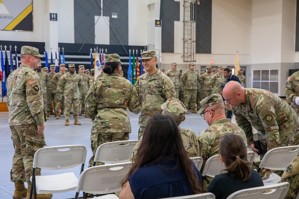 Command Sgt. Maj. Tougbay B. Zarzar officially assumed responsibility for the 498th Combat Sustainment Support Battalion (CSSB), succeeding Command Sgt. Maj. Veronica S. Carter at the Camp Carroll Fitness Center on Jul. 23.