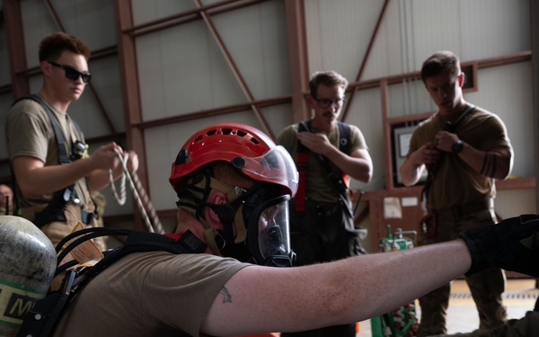 Airmen Train for Emergencies in Simulated Confined-Space Scenario