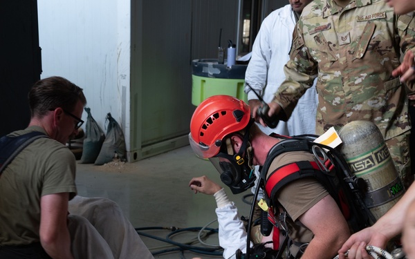 Airmen Train for Emergencies in Simulated Confined-Space Scenario