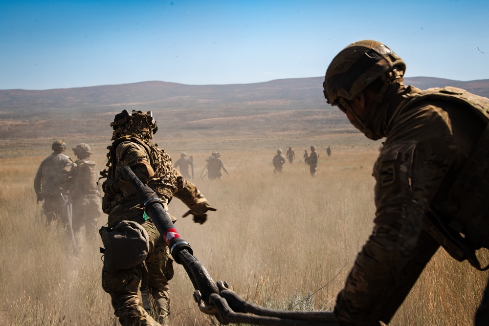 Washington National Guard Chinook helicopters bring out the big guns during Raven Focus 2025