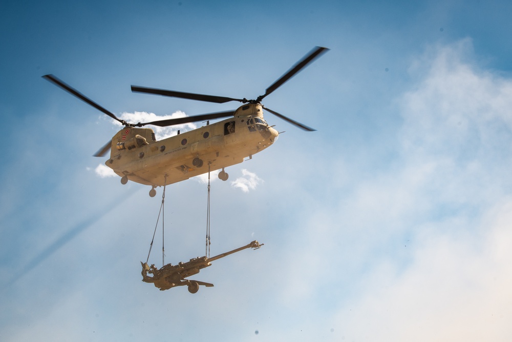 Washington National Guard Chinook helicopters bring out the big guns during Raven Focus 2025