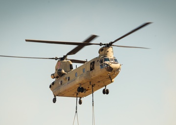Washington National Guard Chinook helicopters bring out the big guns during Raven Focus 2025