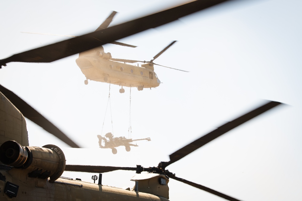 Washington National Guard Chinook helicopters bring out the big guns during Raven Focus 2025