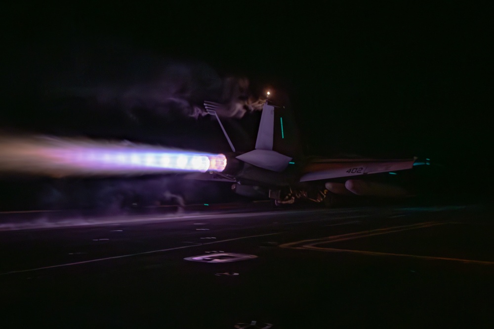 George Washington Conducts Flight Operations at Night