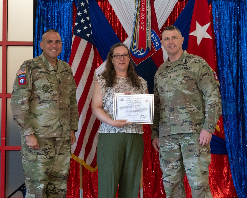 The 82nd Airborne Division recognized outstanding achievements within the Fayetteville community.