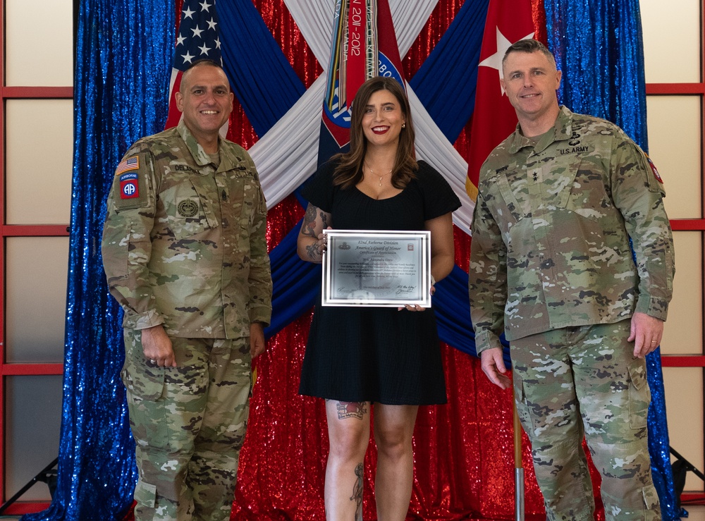 The 82nd Airborne Division recognized outstanding achievements within the Fayetteville community.