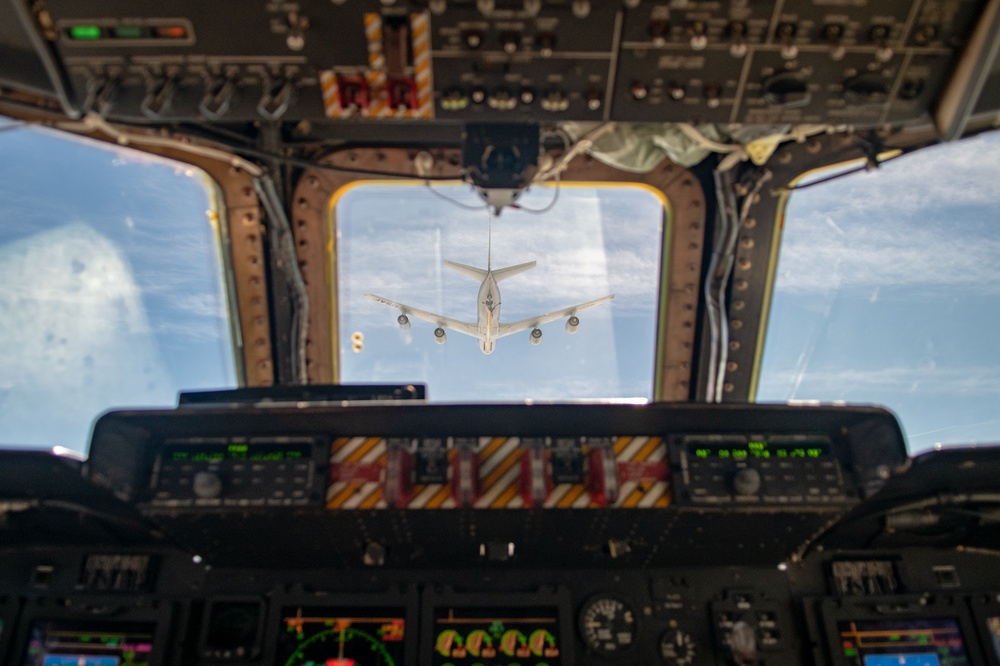 C-5M Super Galaxy conducts aerial refueling