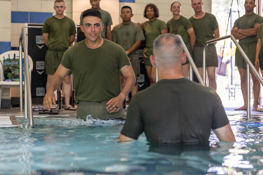 U.S. Marines at School of Infantry – East get baptized
