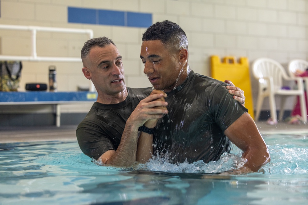 U.S. Marines at School of Infantry – East get baptized