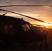 Washington National Guard Black Hawk helicopters at sunset