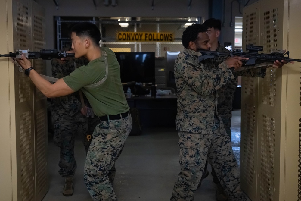 U.S. service members conduct close-quarters battle training