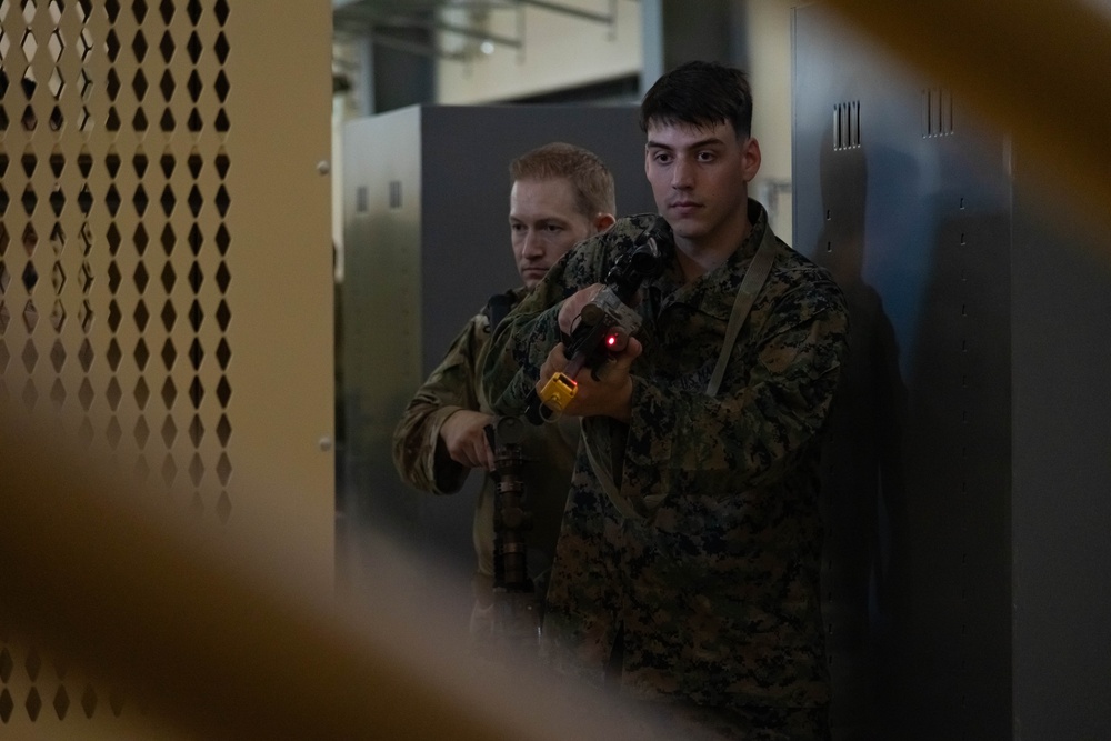 U.S. service members conduct close-quarters battle training