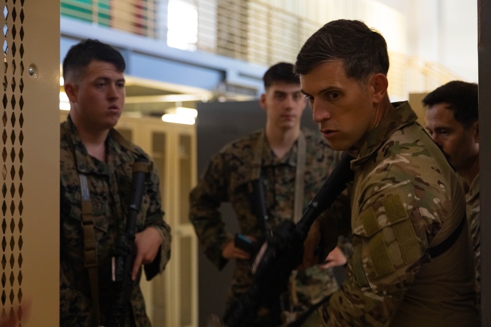 U.S. service members conduct close-quarters battle training