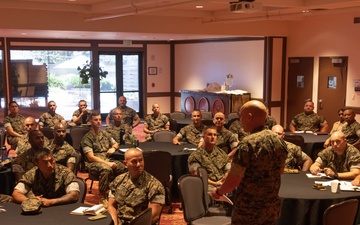 Sgt. Maj. Rodney E. Nevinger meets with I MEF senior enlisted leadership