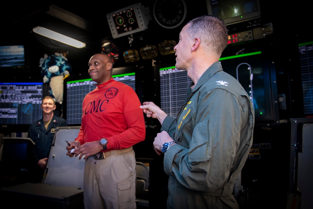USS Carl Vinson (CVN 70) Commanding Officer Conducts Coining Ceremony