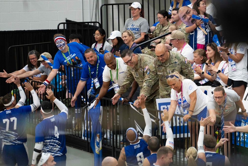 2025 DoD Warrior Games | Team Air Force | Lt. Gen. David N. Miller, Jr. | Chief Master Sgt. Michael J. Rozneck | Sitting Volleyball