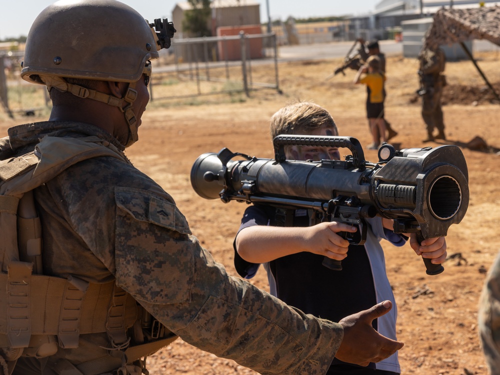 U.S. Marines with 2nd Bn., 1st Marines participate in family day event