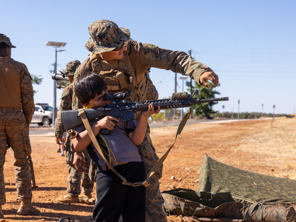 U.S. Marines with 2nd Bn., 1st Marines participate in family day event
