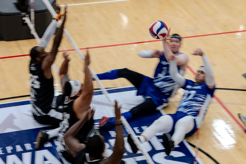 Air Force Warrior Games Athletes compete in sitting volleyball