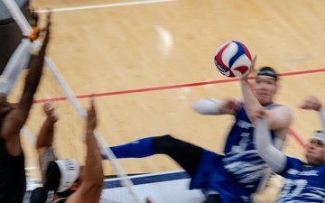 Air Force Warrior Games Athletes compete in sitting volleyball