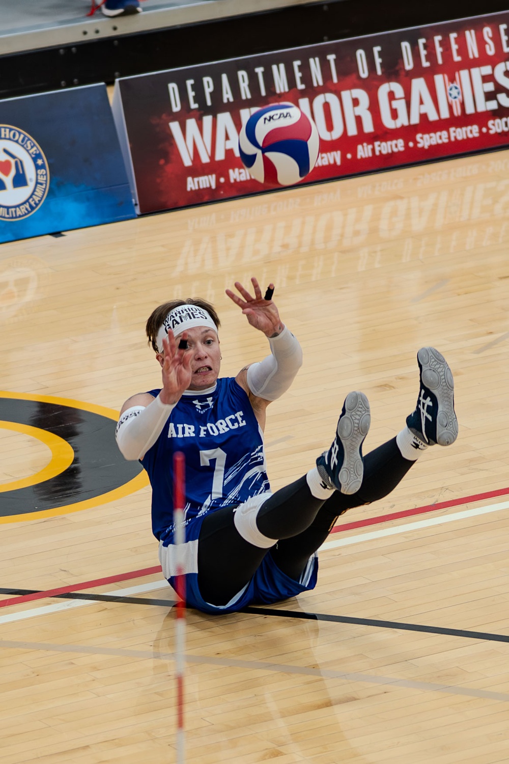 Air Force Warrior Games Athletes compete in sitting volleyball